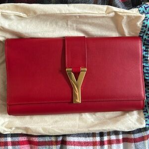 NWT YSL Red Clutch